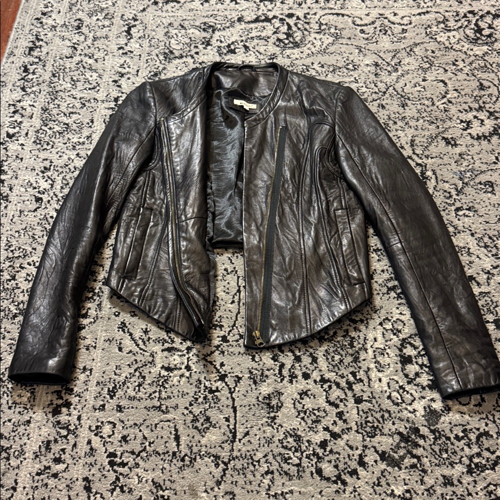 Buttery soft Black Leather asymmetrical Jacket by LA Made